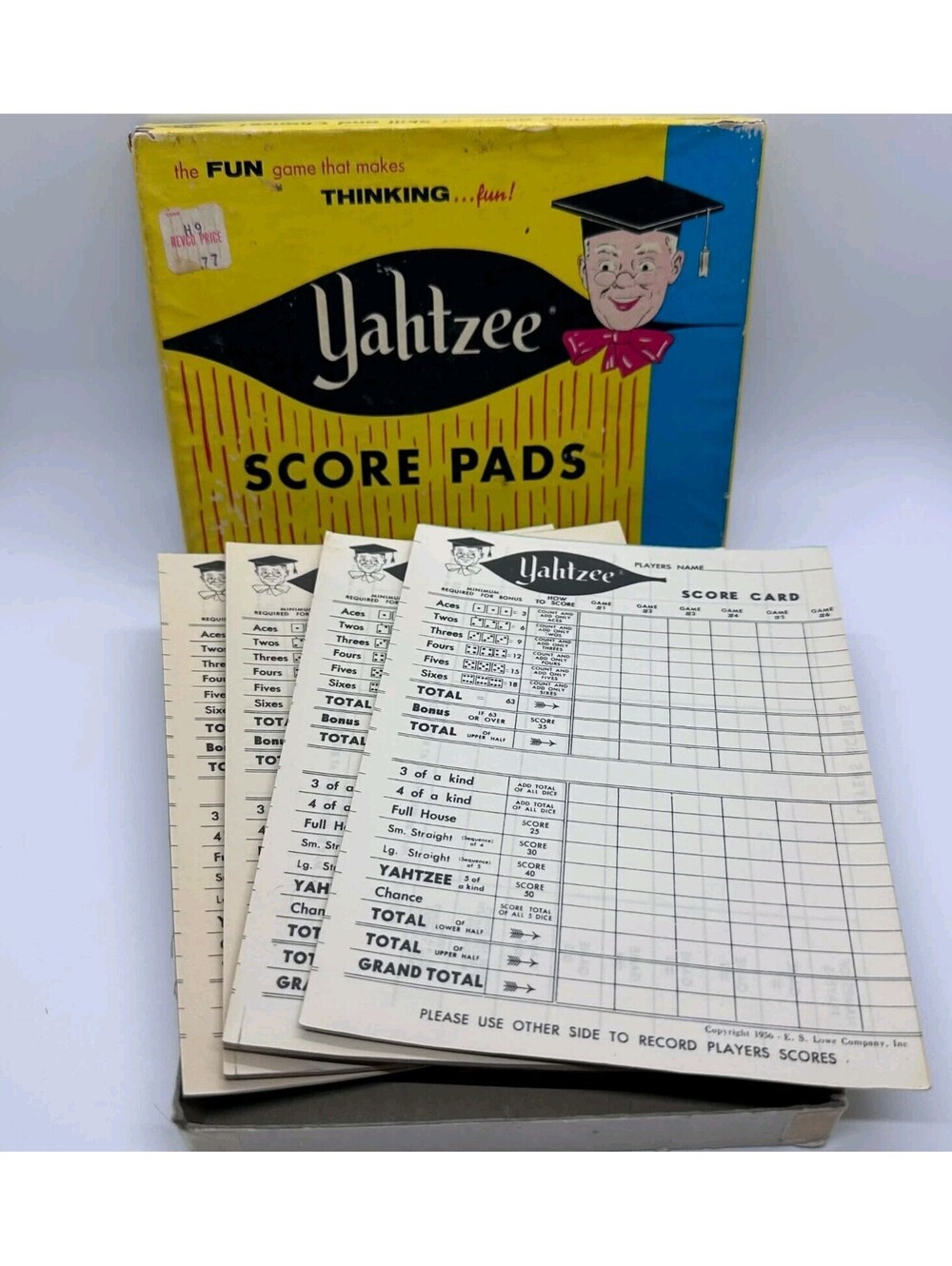 Vintage 1956 Yahtzee Score Pads E.S. Lowe Original Box Unused Sheets EUC